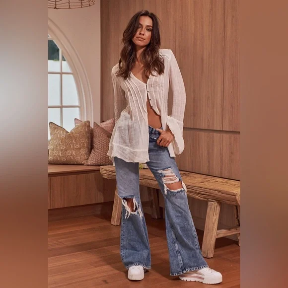 🎉LAST PIECE🎉FREE PEOPLE Greta Gauze Top - Picture 6 of 15